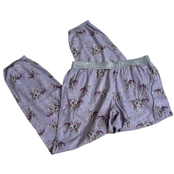 Victorias Secret VS Pajama Jogger PJ Pants Women S Reindeer Purple Lounge - Picture 1 of 5